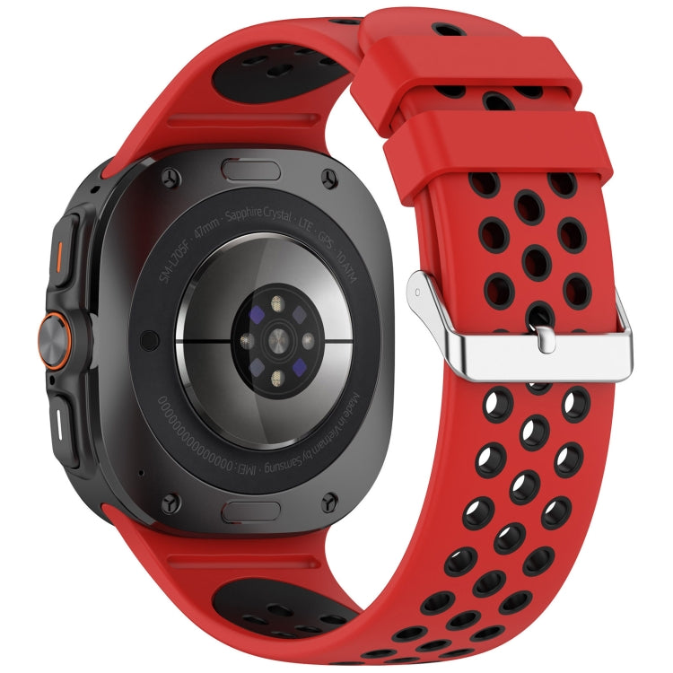 For Samsung Galaxy Watch Ultra 47mm Holes Style Metal Connector Two Color Silicone Watch Band