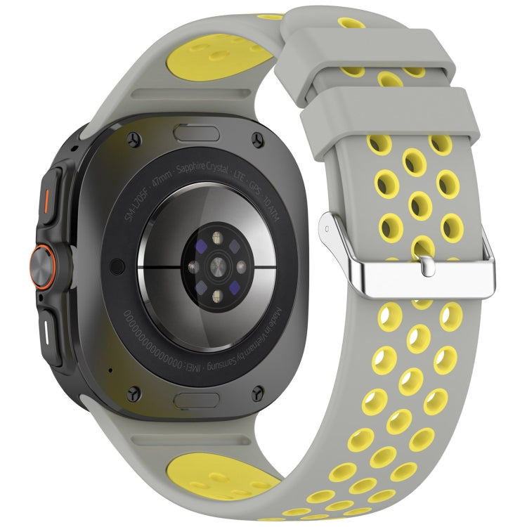 For Samsung Galaxy Watch Ultra 47mm Holes Style Metal Connector Two Color Silicone Watch Band