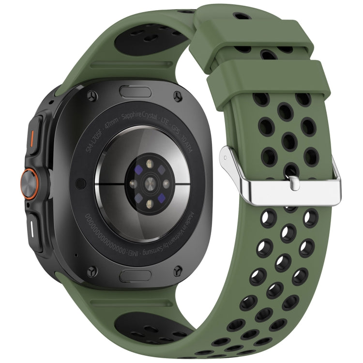 For Samsung Galaxy Watch Ultra 47mm Holes Style Metal Connector Two Color Silicone Watch Band