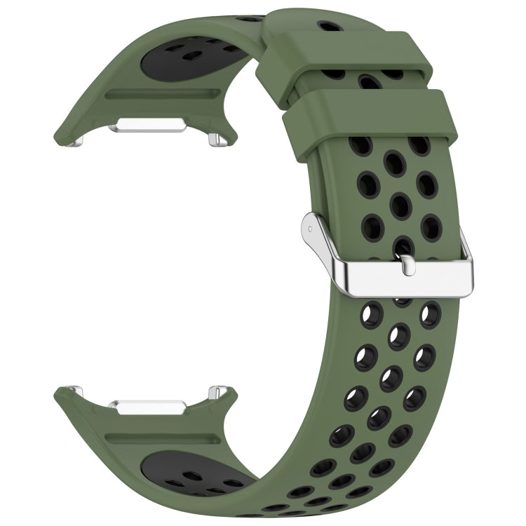 For Samsung Galaxy Watch Ultra 47mm Holes Style Metal Connector Two Color Silicone Watch Band