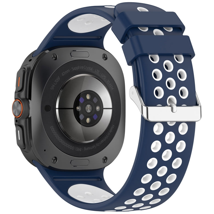 For Samsung Galaxy Watch Ultra 47mm Holes Style Metal Connector Two Color Silicone Watch Band