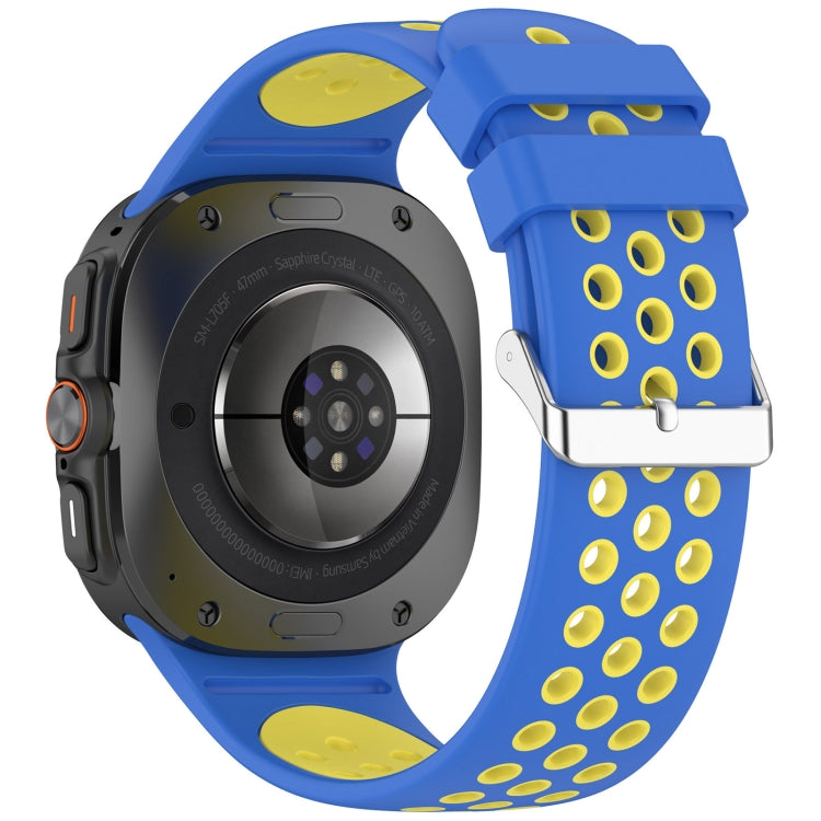 For Samsung Galaxy Watch Ultra 47mm Holes Style Metal Connector Two Color Silicone Watch Band