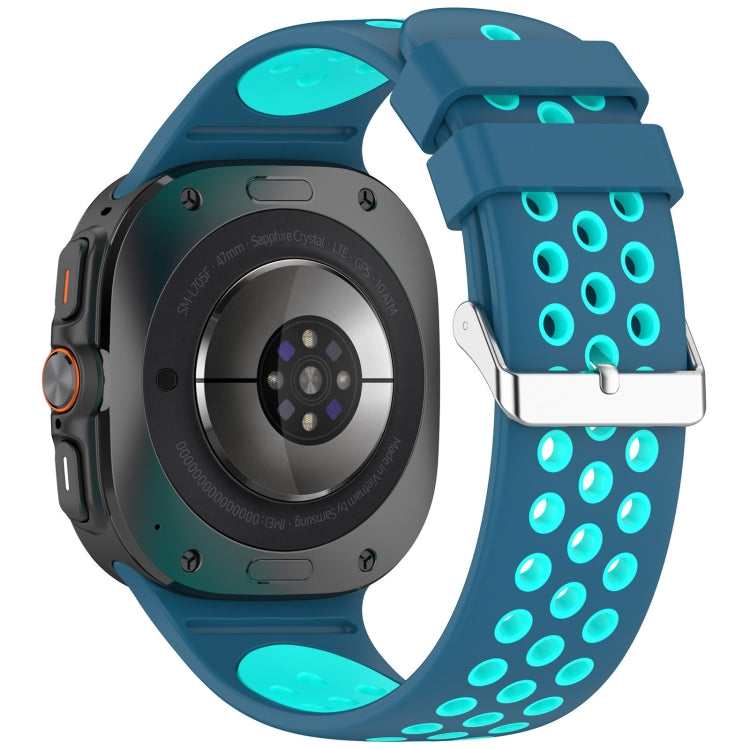 For Samsung Galaxy Watch Ultra 47mm Holes Style Metal Connector Two Color Silicone Watch Band