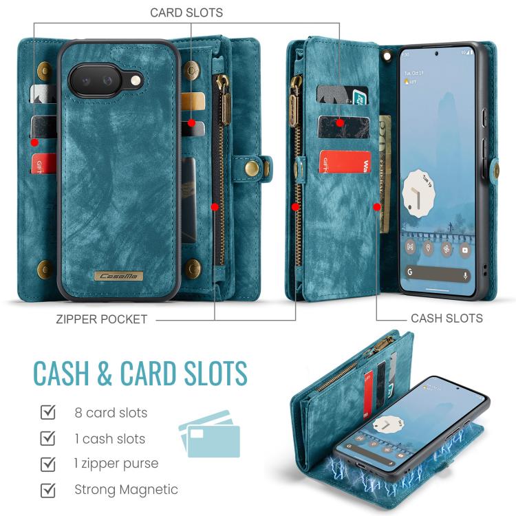 For Google Pixel 9a CaseMe 008 Detachable Multifunctional Leather Phone Case