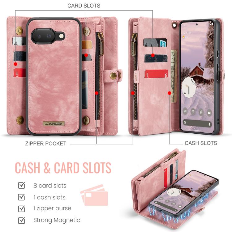 For Google Pixel 9a CaseMe 008 Detachable Multifunctional Leather Phone Case