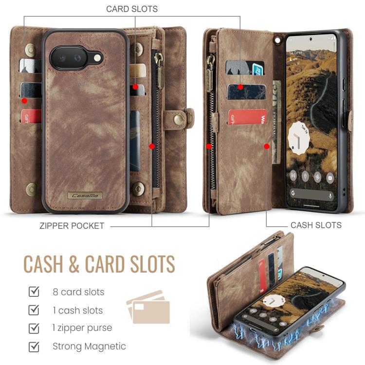 For Google Pixel 9a CaseMe 008 Detachable Multifunctional Leather Phone Case