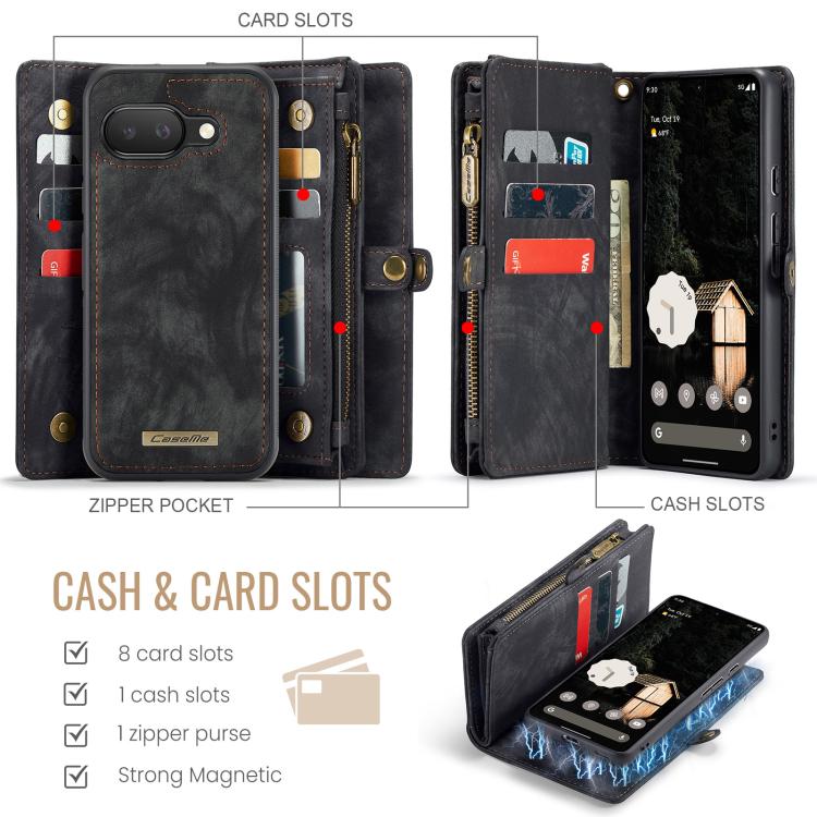 For Google Pixel 9a CaseMe 008 Detachable Multifunctional Leather Phone Case