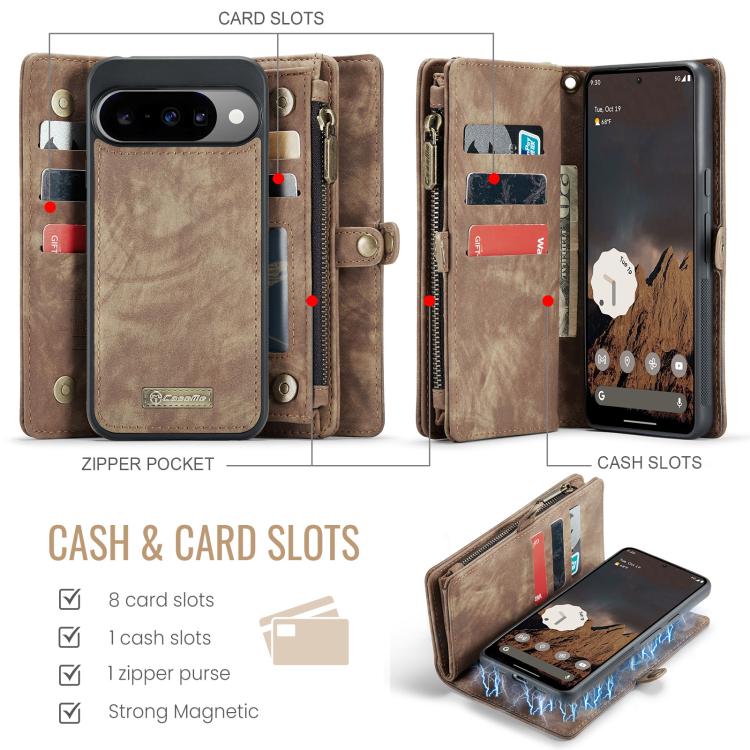 For Google Pixel 10 / 10 Pro CaseMe 008 Detachable Multifunctional Leather Phone Case