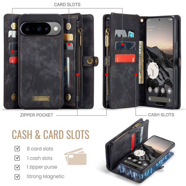 For Google Pixel 10 / 10 Pro CaseMe 008 Detachable Multifunctional Leather Phone Case