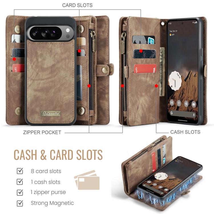 For Google Pixel 10 Pro XL CaseMe 008 Detachable Multifunctional Leather Phone Case