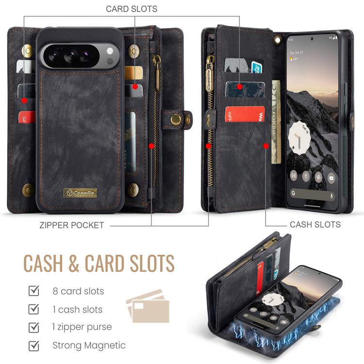 For Google Pixel 10 Pro XL CaseMe 008 Detachable Multifunctional Leather Phone Case