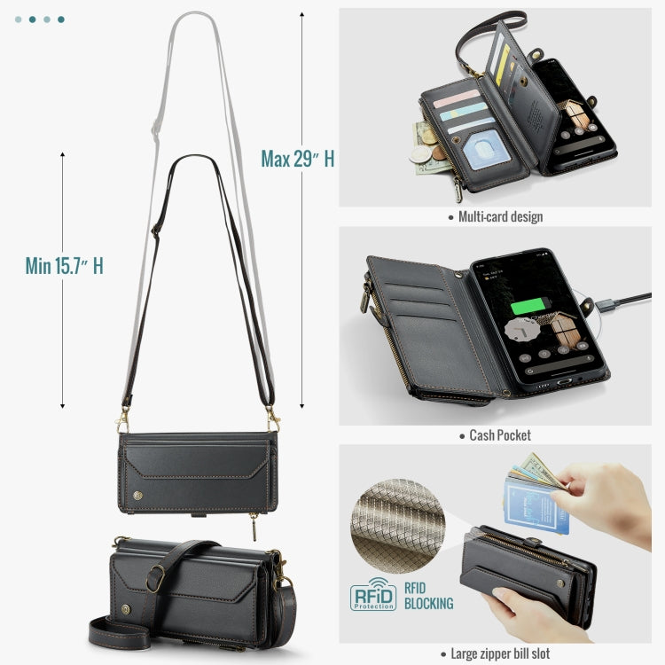 For Google Pixel 9 Pro XL / 10 Pro XL CaseMe C36 Card Slots Zipper Wallet RFID Anti-theft Leather Phone Case