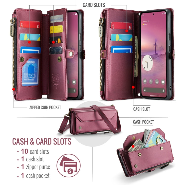 For Google Pixel 9 Pro XL / 10 Pro XL CaseMe C36 Card Slots Zipper Wallet RFID Anti-theft Leather Phone Case