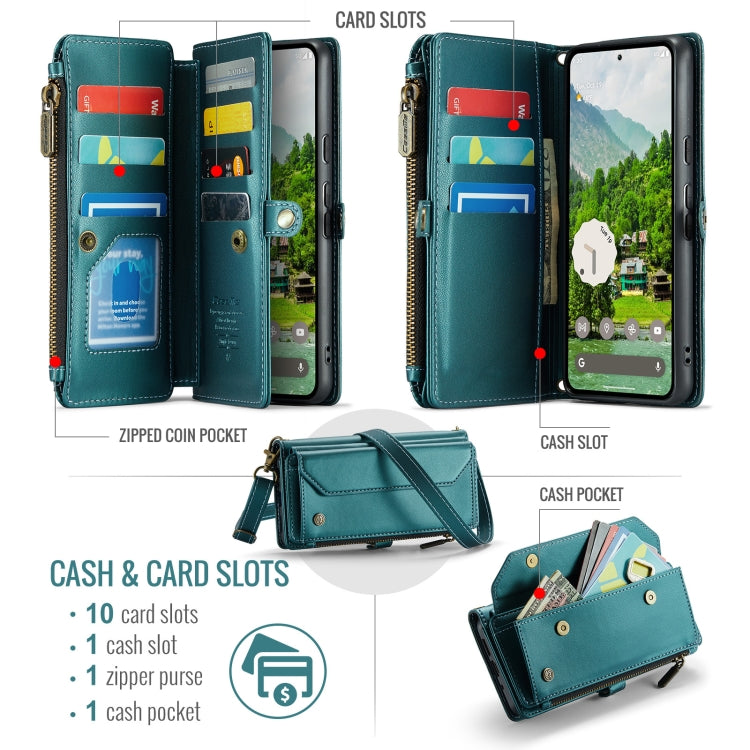 For Google Pixel 9 Pro XL / 10 Pro XL CaseMe C36 Card Slots Zipper Wallet RFID Anti-theft Leather Phone Case