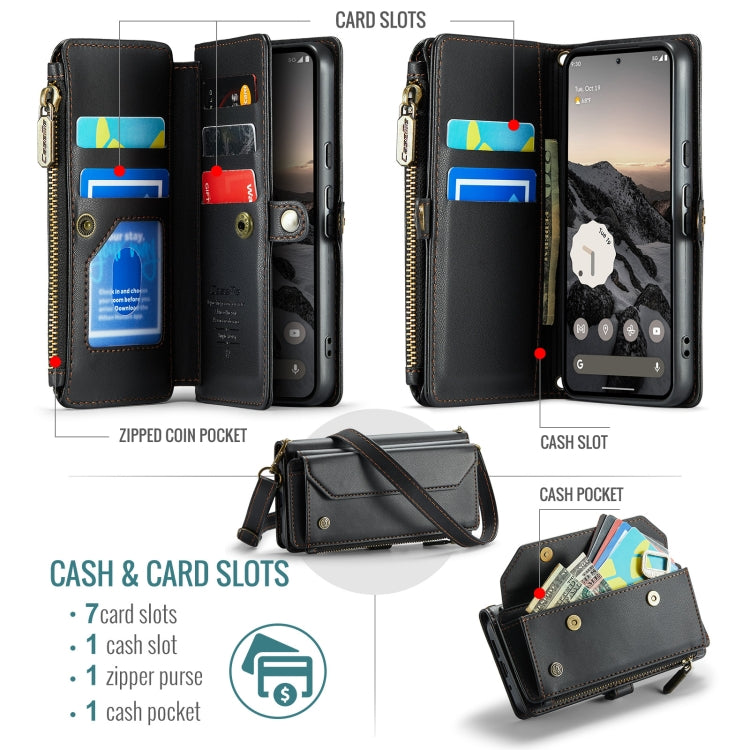 For Google  Pixel 10 / 10 Pro / 9 CaseMe C36 Card Slots Zipper Wallet RFID Anti-theft Leather Phone Case