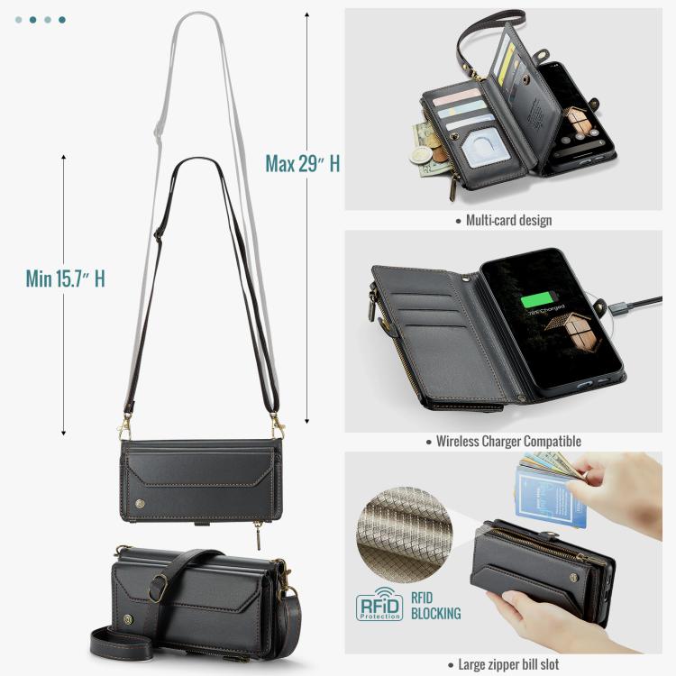 For Google Pixel 9a CaseMe C36 Card Slots Zipper Wallet RFID Anti-theft Leather Phone Case