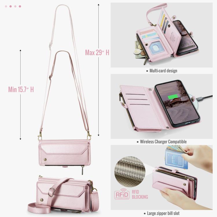 For Google Pixel 9a CaseMe C36 Card Slots Zipper Wallet RFID Anti-theft Leather Phone Case