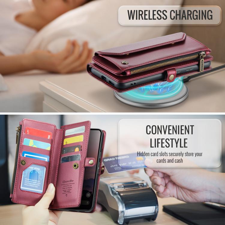 For Google Pixel 9a CaseMe C36 Card Slots Zipper Wallet RFID Anti-theft Leather Phone Case