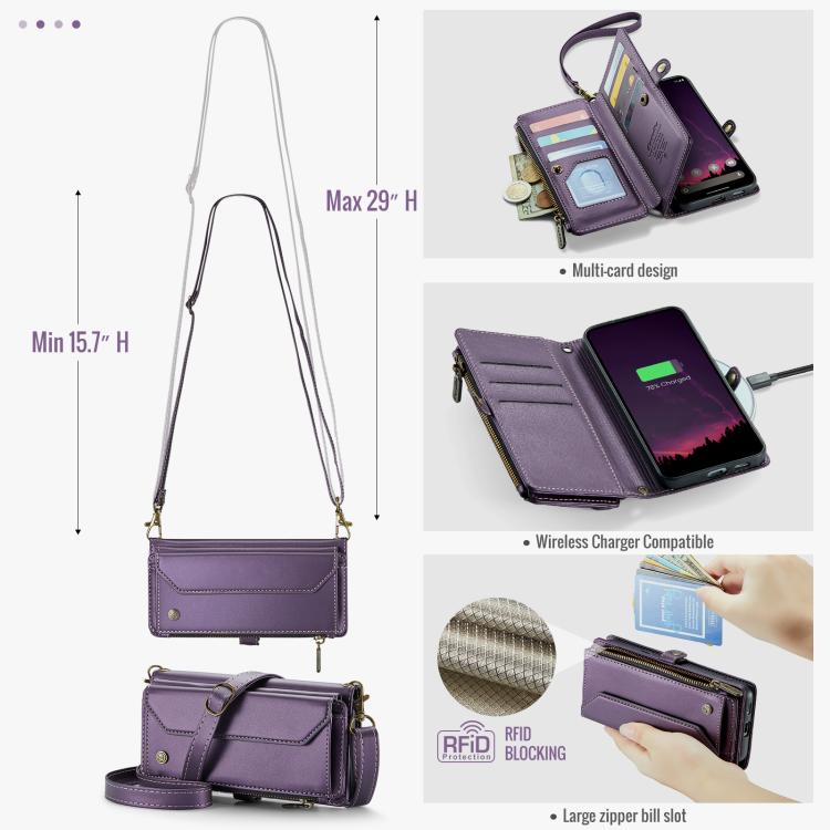 For Google Pixel 9a CaseMe C36 Card Slots Zipper Wallet RFID Anti-theft Leather Phone Case