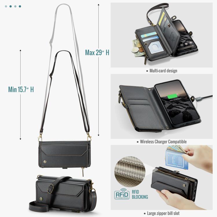 For Google Pixel  10a CaseMe C36 Card Slots Zipper Wallet RFID Anti-theft Leather Phone Case