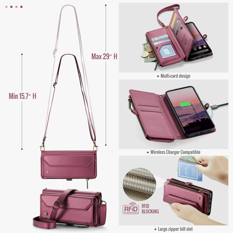 For Google Pixel  10a CaseMe C36 Card Slots Zipper Wallet RFID Anti-theft Leather Phone Case