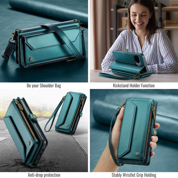 For Google Pixel  10a CaseMe C36 Card Slots Zipper Wallet RFID Anti-theft Leather Phone Case