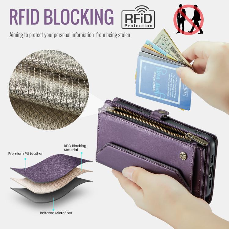 For Google Pixel  10a CaseMe C36 Card Slots Zipper Wallet RFID Anti-theft Leather Phone Case