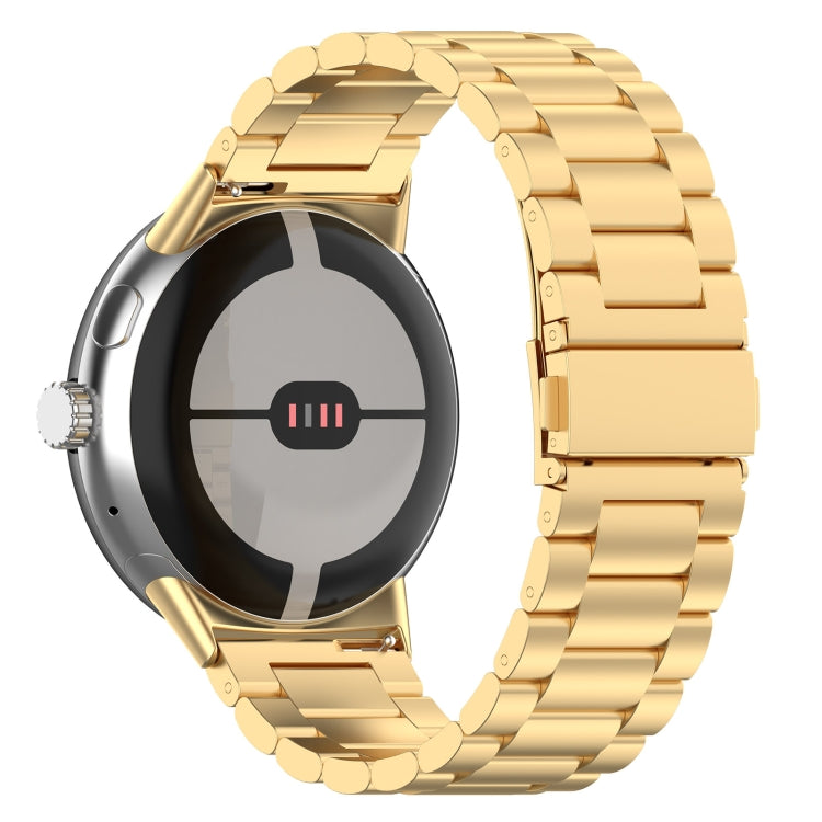 For Google Pixel Watch 4 / 3 / 2 / 1 41mm Three Beads Stainless Steel Metal Watch Band