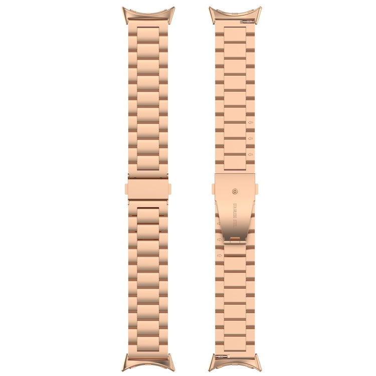 For Google Pixel Watch 4 / 3 / 2 / 1 41mm Three Beads Stainless Steel Metal Watch Band