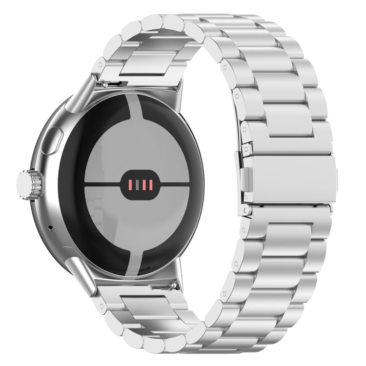 For Google Pixel Watch 4 / Watch 3 45mm Three Beads Stainless Steel Metal Watch Band