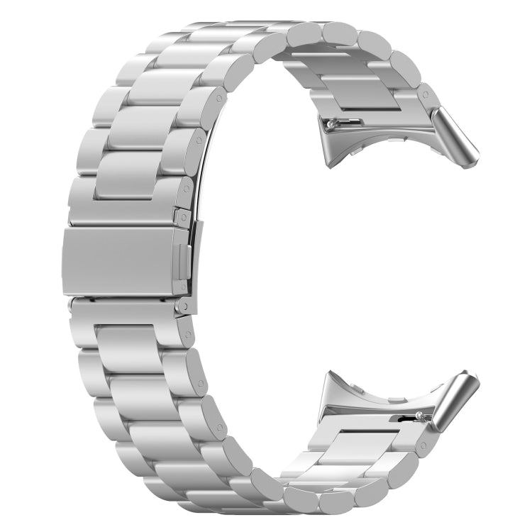 For Google Pixel Watch 4 / Watch 3 45mm Three Beads Stainless Steel Metal Watch Band