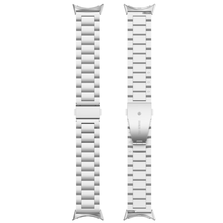 For Google Pixel Watch 4 / Watch 3 45mm Three Beads Stainless Steel Metal Watch Band