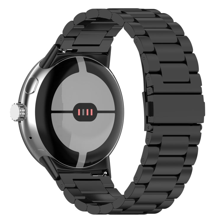 For Google Pixel Watch 4 / Watch 3 45mm Three Beads Stainless Steel Metal Watch Band