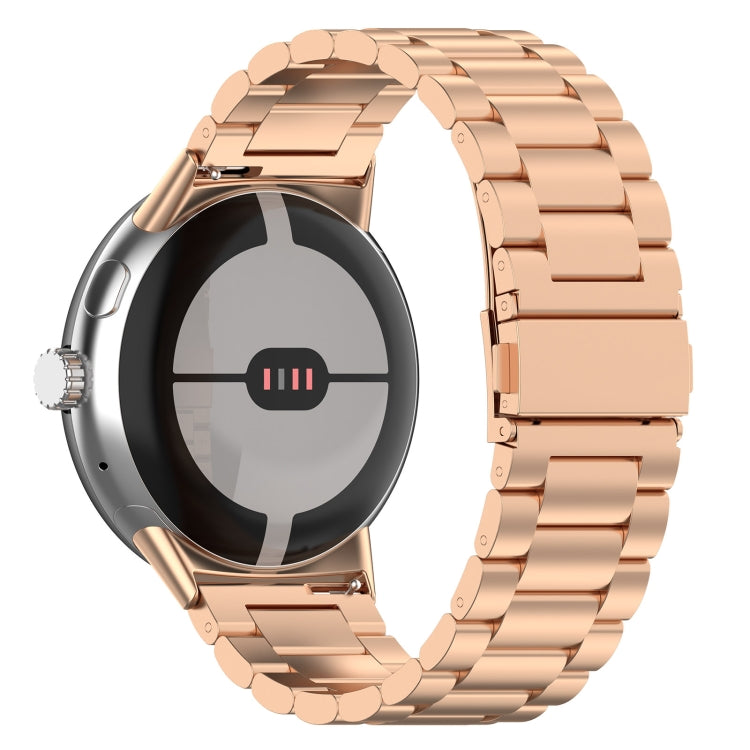 For Google Pixel Watch 4 / Watch 3 45mm Three Beads Stainless Steel Metal Watch Band