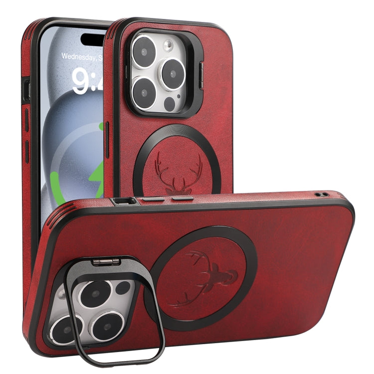 For iPhone 15 Pro Elk Lens Holder Magsafe Shockproof Phone Case