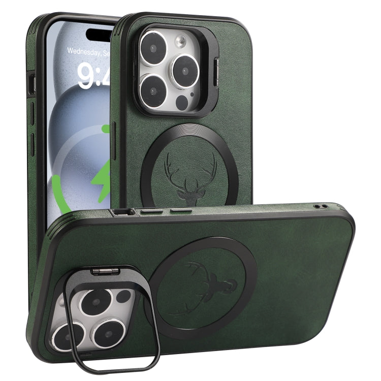 For iPhone 15 Plus Elk Lens Holder Magsafe Shockproof Phone Case