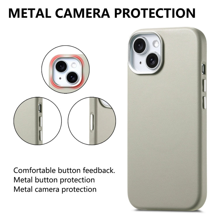 For iPhone 15 Electroplated Metal Button MagSafe Phone Case
