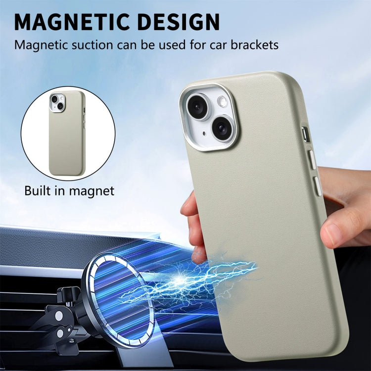 For iPhone 15 Electroplated Metal Button MagSafe Phone Case