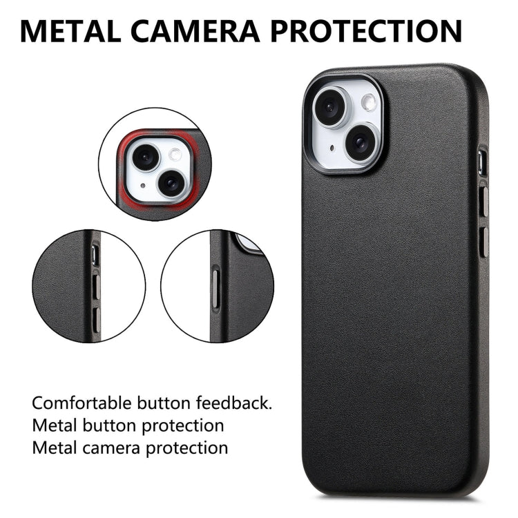 For iPhone 15 Electroplated Metal Button MagSafe Phone Case
