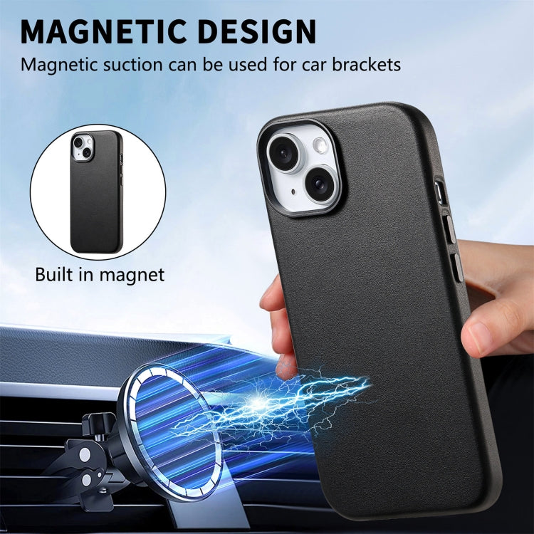 For iPhone 15 Electroplated Metal Button MagSafe Phone Case
