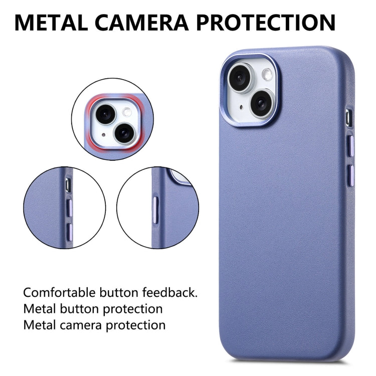 For iPhone 15 Electroplated Metal Button MagSafe Phone Case