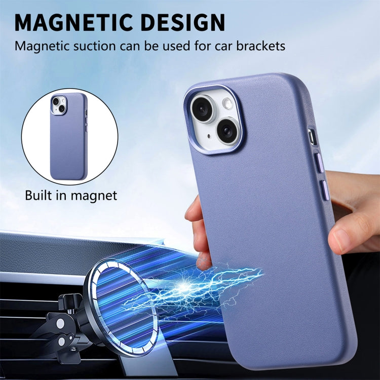For iPhone 15 Electroplated Metal Button MagSafe Phone Case