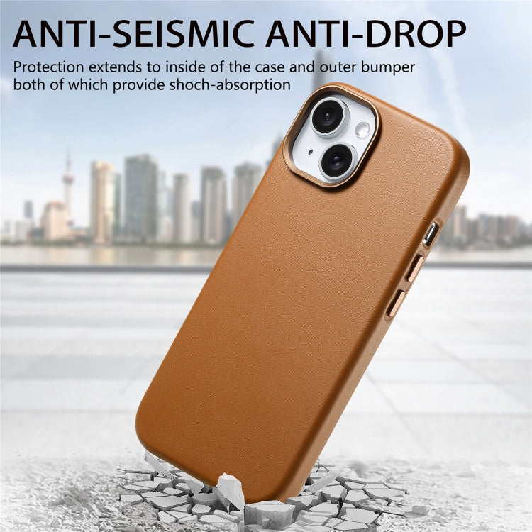 For iPhone 15 Electroplated Metal Button MagSafe Phone Case