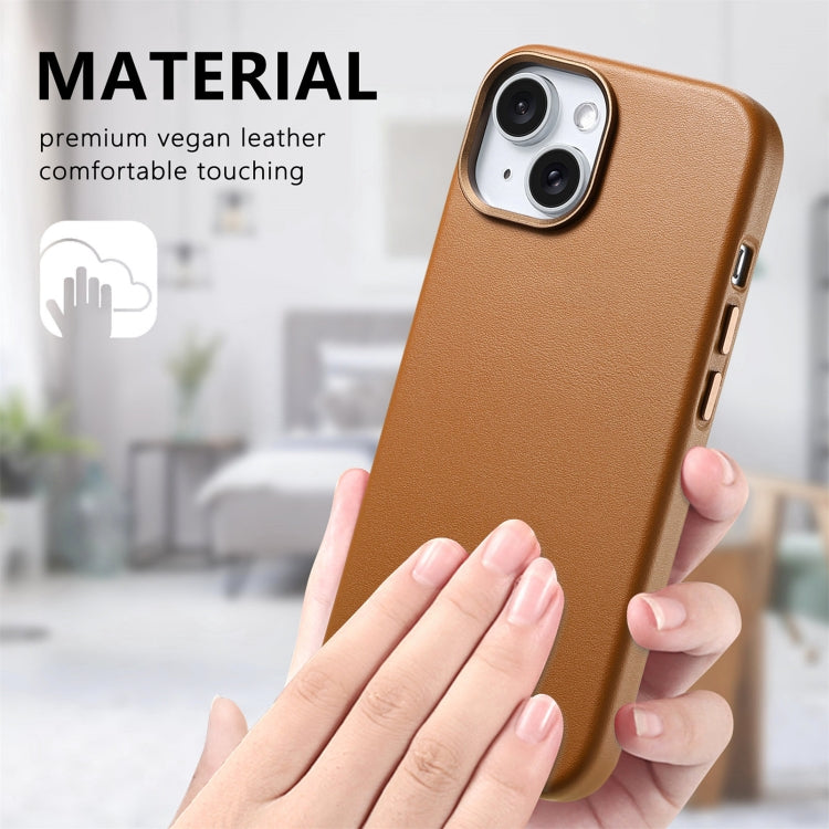 For iPhone 15 Electroplated Metal Button MagSafe Phone Case