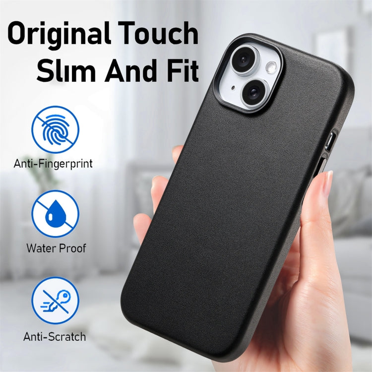 For iPhone 15 Plus Electroplated Metal Button MagSafe Phone Case