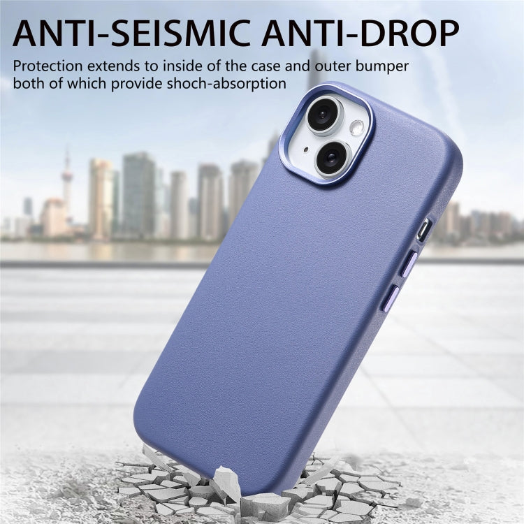 For iPhone 15 Plus Electroplated Metal Button MagSafe Phone Case