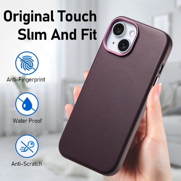 For iPhone 15 Plus Electroplated Metal Button MagSafe Phone Case