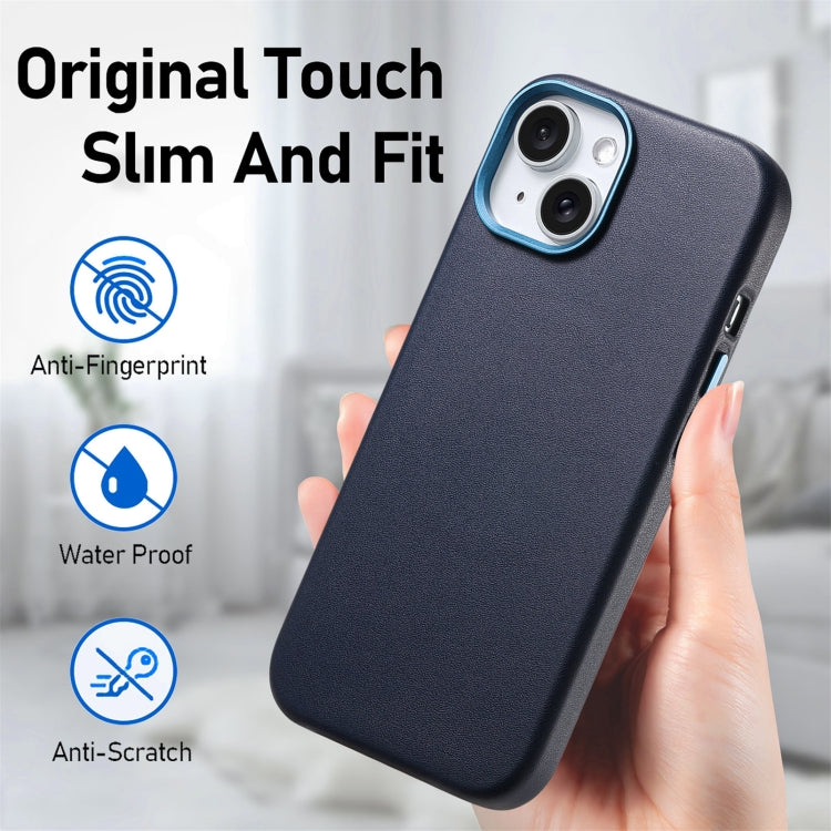 For iPhone 15 Plus Electroplated Metal Button MagSafe Phone Case