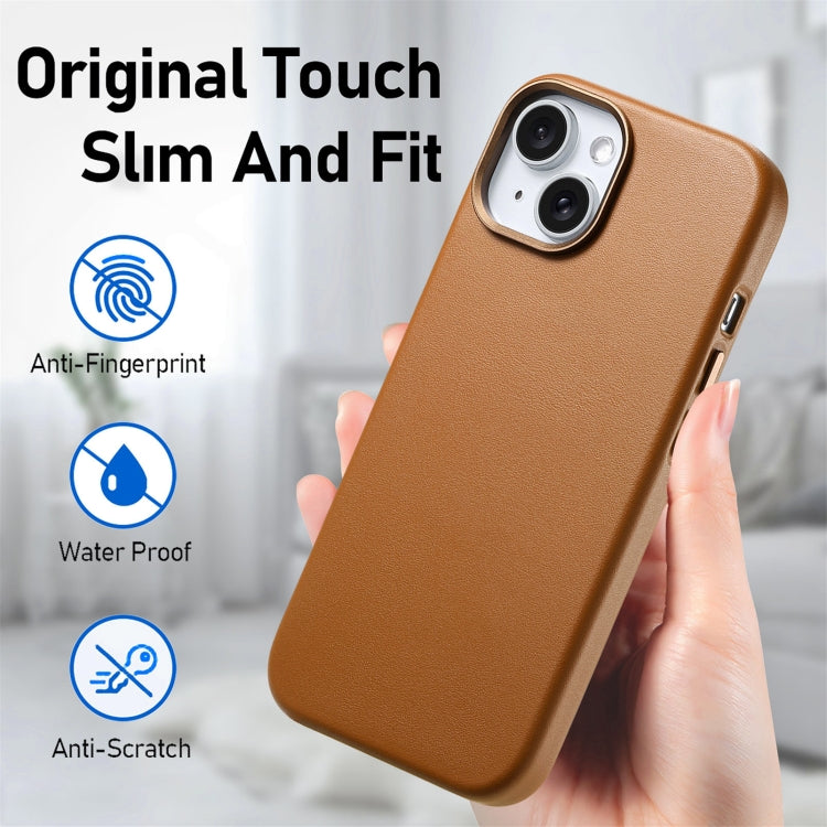 For iPhone 15 Plus Electroplated Metal Button MagSafe Phone Case