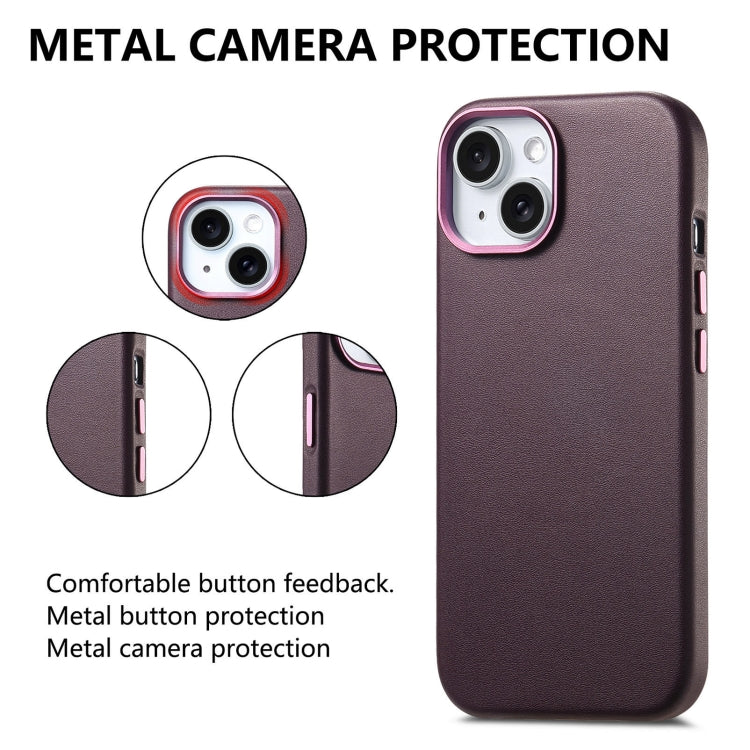 For iPhone 14 Electroplated Metal Button MagSafe Phone Case